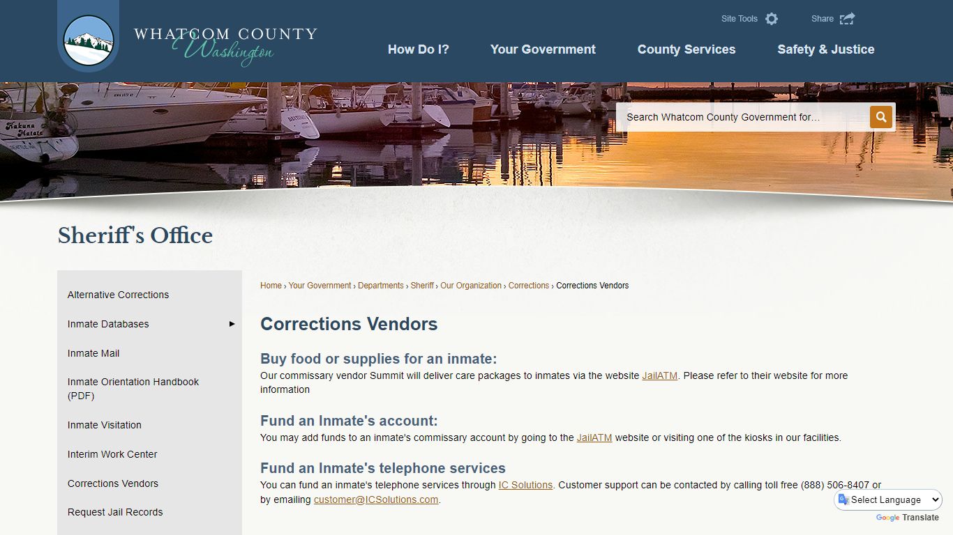 Corrections Vendors | Whatcom County, WA - Official Website