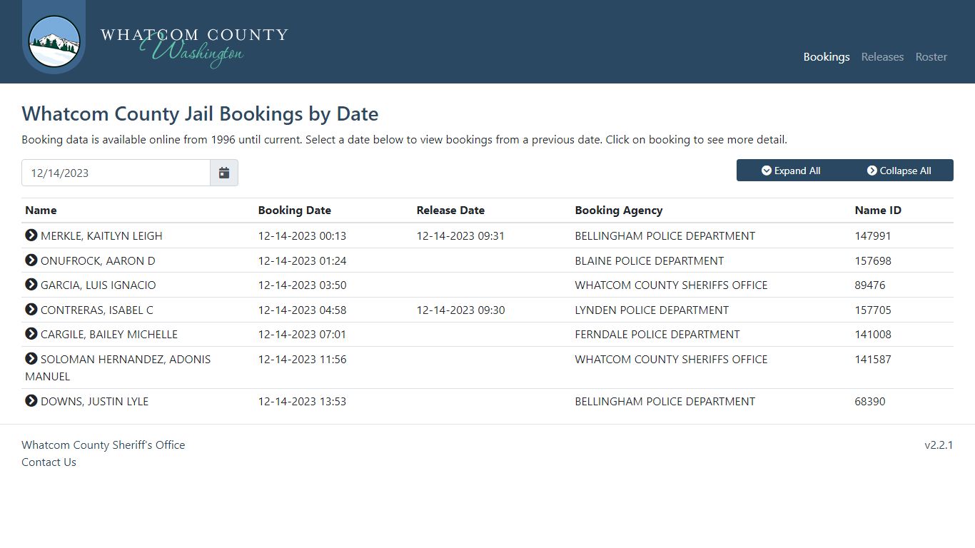 Whatcom County Sheriff's Office | Jail Bookings